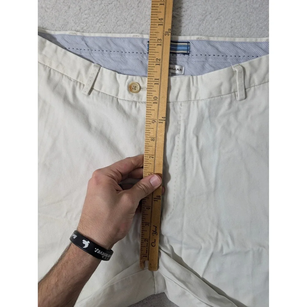 Peter Millar Shorts Mens 36/9 Cream Flat Front‎ Cotton Twill Casual MC00B31
